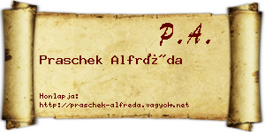 Praschek Alfréda névjegykártya